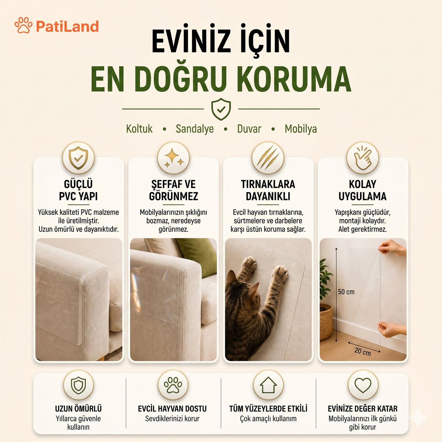 Mobilya Koruyucu Yapışkanlı Şeffaf Bant 20 x 50